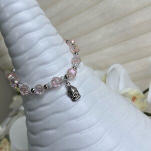 Serene Pink Buddha Charm Bracelet